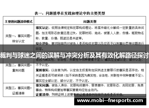 裁判与球迷之间的误解与冲突分析及其有效化解路径探讨